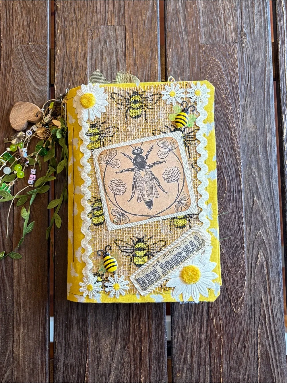 Bee Themed Junk Journal Floral Sunflower Softcover 3 Sig Decorated Handmade